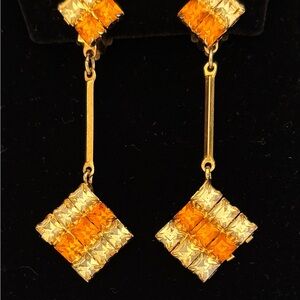 Signed Austria rhinestone drop earrings